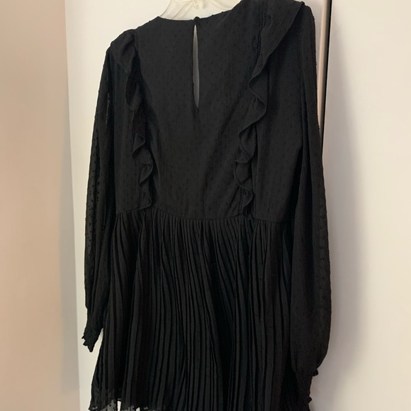 Zara Black Swiss Dot Jumpsuit Pleated Dress - Picture 6 of 16